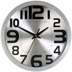 שעון קיר כסוף מסגרת מתכת