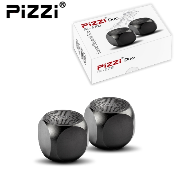 "פיצי מיני" PiZZi Mini-DUO זוג רמקולים Bluetooth עוצמתי 2x3W במיוחד 35מ"מ בלבד בצבע שחור