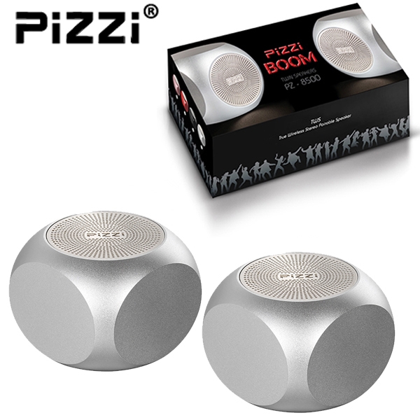 "פיצי בום" PiZZi Boom זוג רמקולים Bluetooth עוצמתי 2x5W במיוחד בצבע כסף