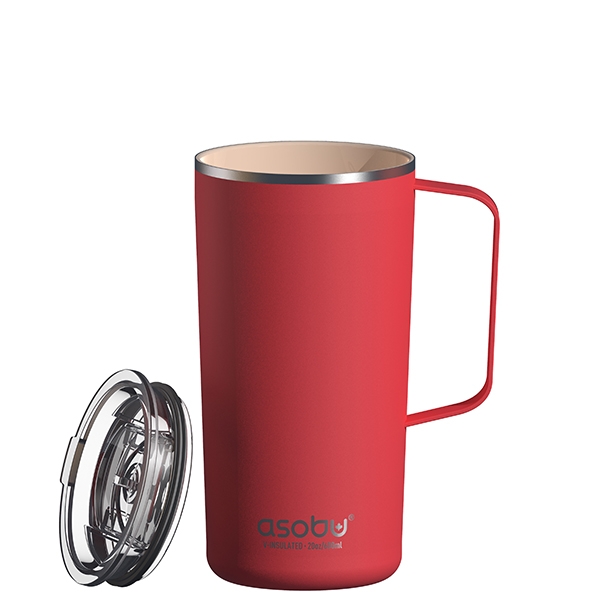Tower Mug ספל תרמי נירוסטה ציפוי קרמי פנימי מכסה טרייטן עם ידית מבית ASOBU